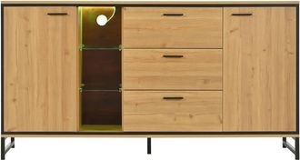 Urban Meuble Aparador industrial moderno con led, 3 cajones y 3 puertas