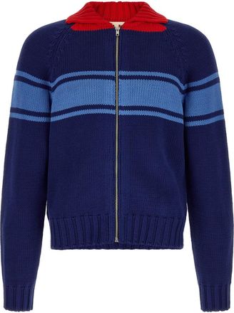 Marni Navy Blue Zip Up Cardigan