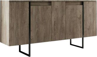 Dmora Dmora - Aparador Dgarzitt, Bufé de salón, Aparador de salón, Despensa de cocina, 160x35h80 cm, Nogal y Negro