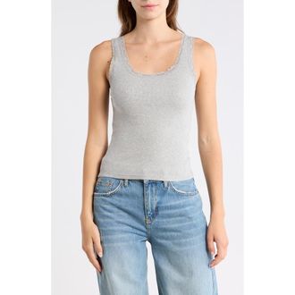 Abound Lace Trim Tank Top in Grey Soft Heather at Nordstrom Rack, Size X-Small