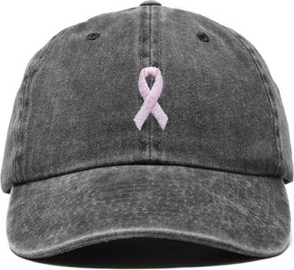 Dalix Pink Ribbon Dad Cap in Washed Black at Nordstrom