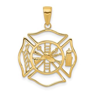 Diamond2Deal 14k Gold Fireman Shield Pendant