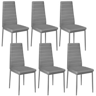 TecTake Dining Chairs Thomas Set Of 6 - Grey | Size: 6 Pack