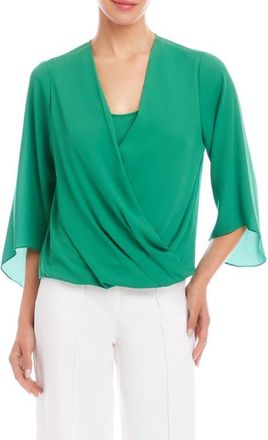 Karen Kane Drape Crossover Crepe Top in Green at Nordstrom, Size X-Small P