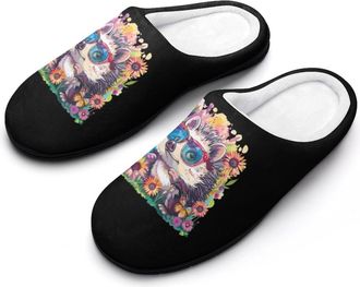 Generic Hedgehog Flowers Butterfly Mens Slippers Comfortable And Non-slip Cotton Slipper Shoe for House