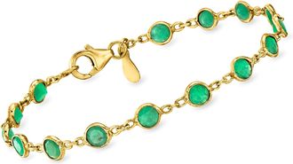Ross-Simons Bezel-Set Emerald Bracelet in 18kt Gold Over Sterling