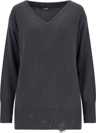 Canessa Destroyed Details Sweater In Gray Cashmere