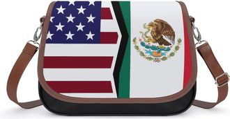 Generic US & Mexico Flag Fashion Womens Crossbody Bags Novelty Handbag Shoulder Bag Purse