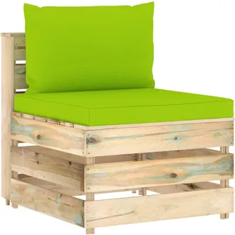 vidaXL Sof&aacute; Central Seccional Con Cojines Madera Impregnada Gris Vidaxl