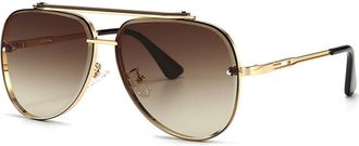 Generic Luxury Gradient Sunglasses Men Classic Fashion Metal Rimless Sunglasses Man Vintage Shades,Gold Tea,one size 2026