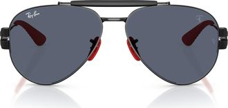 Ray-Ban x Scuderia Ferrari 58mm Phantos Pilot Sunglasses in Black /Dark Grey at Nordstrom