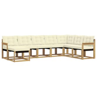 vidaXL Conjunto De Sof&aacute;s De Exterior Con Coj&iacute;n 8 Pcs Blanco Y Crema Vidaxl
