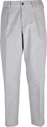 Officina 36 Grey Stretch Cotton Straight-Leg Formal Pants