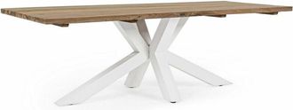 BIZZOTTO Bizzotto - Tavolo rettangolare Ramsey con piano in legno teak, gambe in alluminio, per esterno -Bianco
