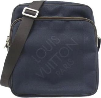 Louis Vuitton Pre-owned Cross Body Bags, male, Blue, Size: ONE SIZE Pre-owned Damier Geant Pilot Canvas Shoulder Bag