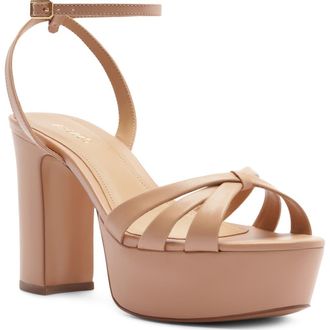 Arezzo Veronica Ankle Strap Platform Sandal in True Sand at Nordstrom, Size 5.5