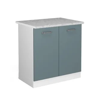 Vicco Mueble Bajo Para El Fregadero R-line, Gris Azulado, 80 Cm Con Puertas, Con Encimera Vicco