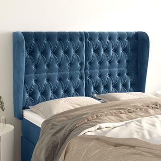 vidaXL Cabecero Con Orejas De Terciopelo Azul Oscuro 147x23x118/128 Cm Vidaxl