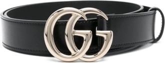 Gucci Belts, female, Black, Size: 85 CM Black Leather Double G-Buckle Belt