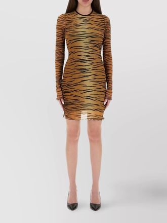 Moschino tiger print sheer overlay fitted dress