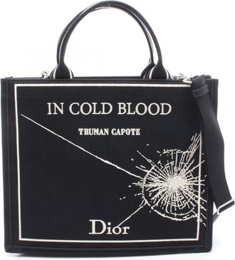 Dior Black White Canvas Handbag Tote Bag (Pre-Owned)