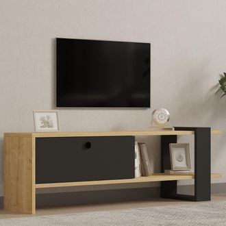 Dmora Mueble Para Tv Taurasi, Una Puerta, Apertura Abatible, 2 Compartimentos, 120x25x37h Cm Negro Antracita