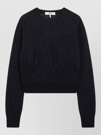Chlo&eacute; cropped long sleeve knitwear crew neck