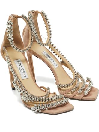Jimmy Choo London Josefine crystal-embellished heels - Neutrals