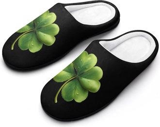 Generic The Irish Four Leaf Clover Funny Mens Cotton Slippers Shoes Novelty Soft Non-Slip Sole Home Shoe