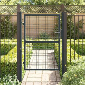 Berkfield Home Mesh Garden Gate Galvanised Steel 100x175 cm Grey