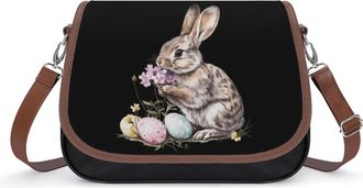 Generic Rabbit Flowers Easter Eggs Small Womens Crossbody Bags Shoulder Handbag with Adjustable Strap for Travel