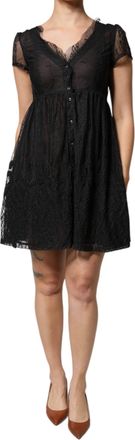 Blugirl Short Sleeves Floral Lace Trim A-line Mini Womens Dress (Pre-Owned)