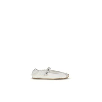 Miu Miu Schoenen, Dames, Wit, 37 EU, Leer, Ballerinas van stof