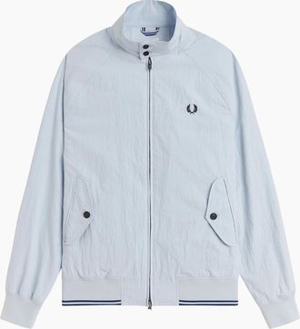 Fred Perry Mens Fred Perry Crinkle Harrington Jacket Dusky Blue - Size: 38/Regular