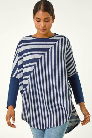 Roman Contrast Stripe Tunic Stretch Top