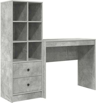 vidaXL Escritorio con almacenamiento con cajón 2 pcs Gris Concreto Vidaxl