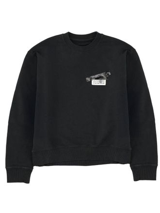 Maison Margiela Logo-Embroidered Cotton Sweatshirt - Black
