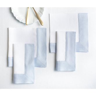 Solino Home Linen Dinner Napkins - Contempo, 20 x 20 in Light Blue And White at Nordstrom, Size Large