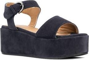 Aquatalia Dinah Water Repellent Ankle Strap Platform Wedge Sandal in Navy at Nordstrom Rack, Size 10
