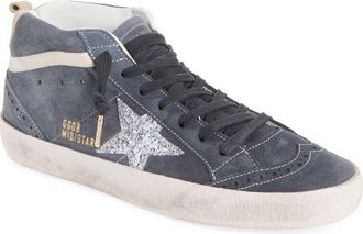 Golden Goose Glitter Star Mid Sneaker in Blue/silver/beige at Nordstrom, Size 40