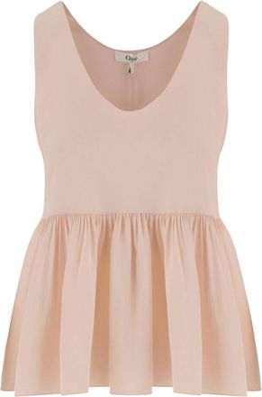 Chlo&eacute; Pink Scoop Neck Peplum Top