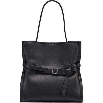 DKNY Bridie Faux Leather Bucket Bag in Black/Silver at Nordstrom Rack