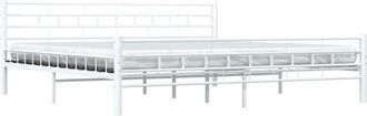 vidaXL Bed Frame with Headboard White 160x200 cm Metal Vidaxl