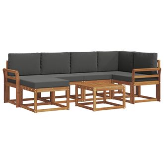 vidaXL Conjunto De Sof&aacute;s De Exterior 7 Pcs Natural Y Antracita Vidaxl