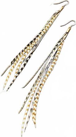 Astali Womens Mini Feather Earrings In Grizzly & Ginger