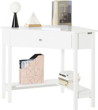 SoBuy Sobuy - Mesa De Ordenador, Mesa De Escritorio Con Un Caj&oacute;n, Triangular,blanco,fwt31-w Es
