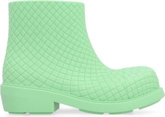 Bottega Veneta Brandweerman Enkellaarzen met Intrecciato Detail - Dames - Regenlaarzen - Groen - 35 EU - Schoenen