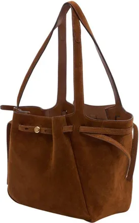 Tory Burch Womens Romy Shopper Bag Leather Brown Calfskin Totes-shopping-bags