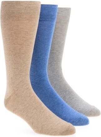 Nordstrom Assorted 3-Pack Combed Cotton Blend Dress Socks in Grey- Blue- Taupe at Nordstrom