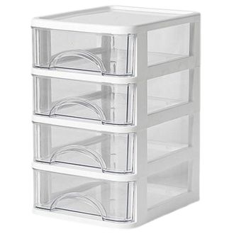 OEM Caja De Almacenamiento De Cocina De Pl&aacute;stico Blanco Transparente, Apilable Y Con Cuatro Compartimentos Y Cajones, Ideal Para Guardar Caf&eacute;, T&eacute;, Az&uacute;car 
